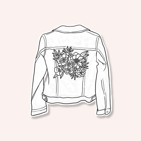 Floral Jean Jacket Sticker